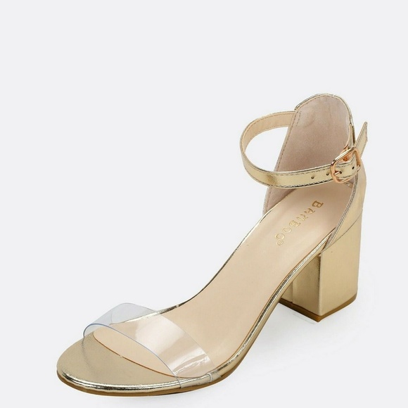 NEW🔥 Open Toe Clear Band Low Block Heel Sandals - Picture 6 of 8